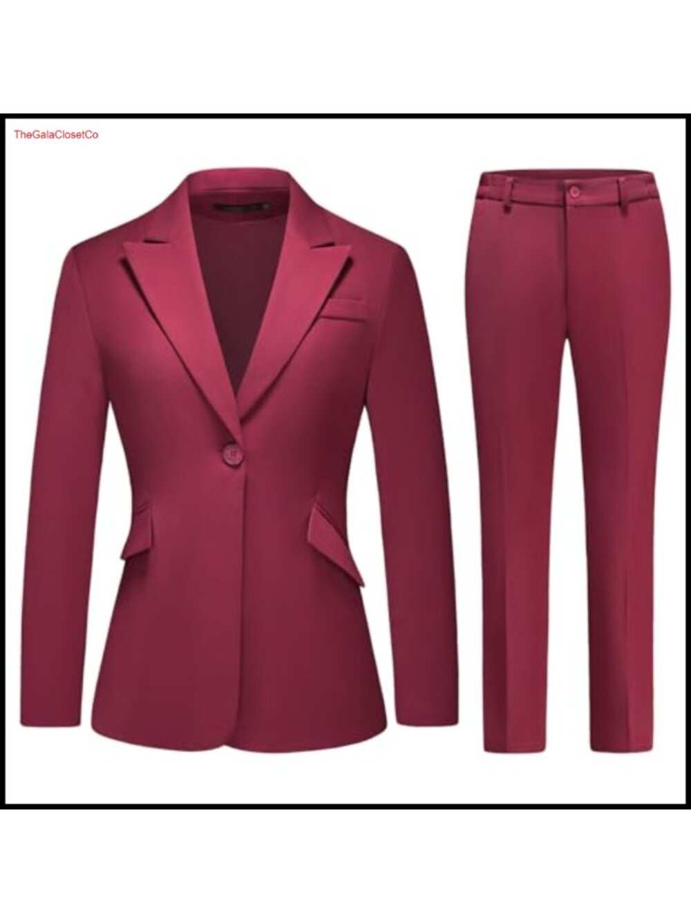 Women's 2-Piece Pantsuit Set Slim Fit Peak Lapel Blazer & Straight Leg Trousers